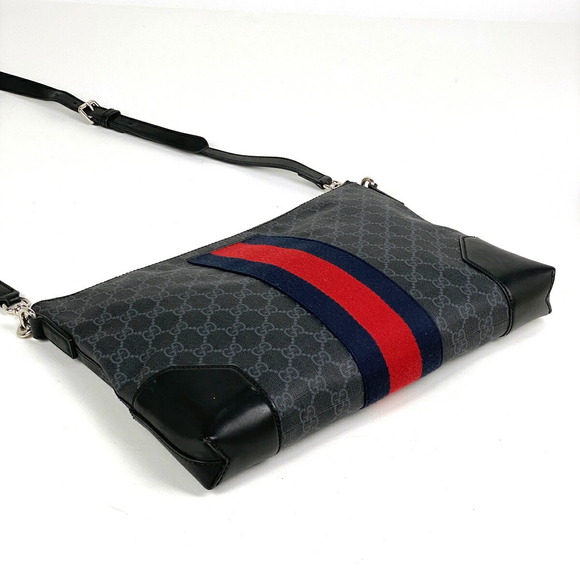 Gucci GG Supreme Shoulder Bag Sherry Web Black - Picture 2 of 8